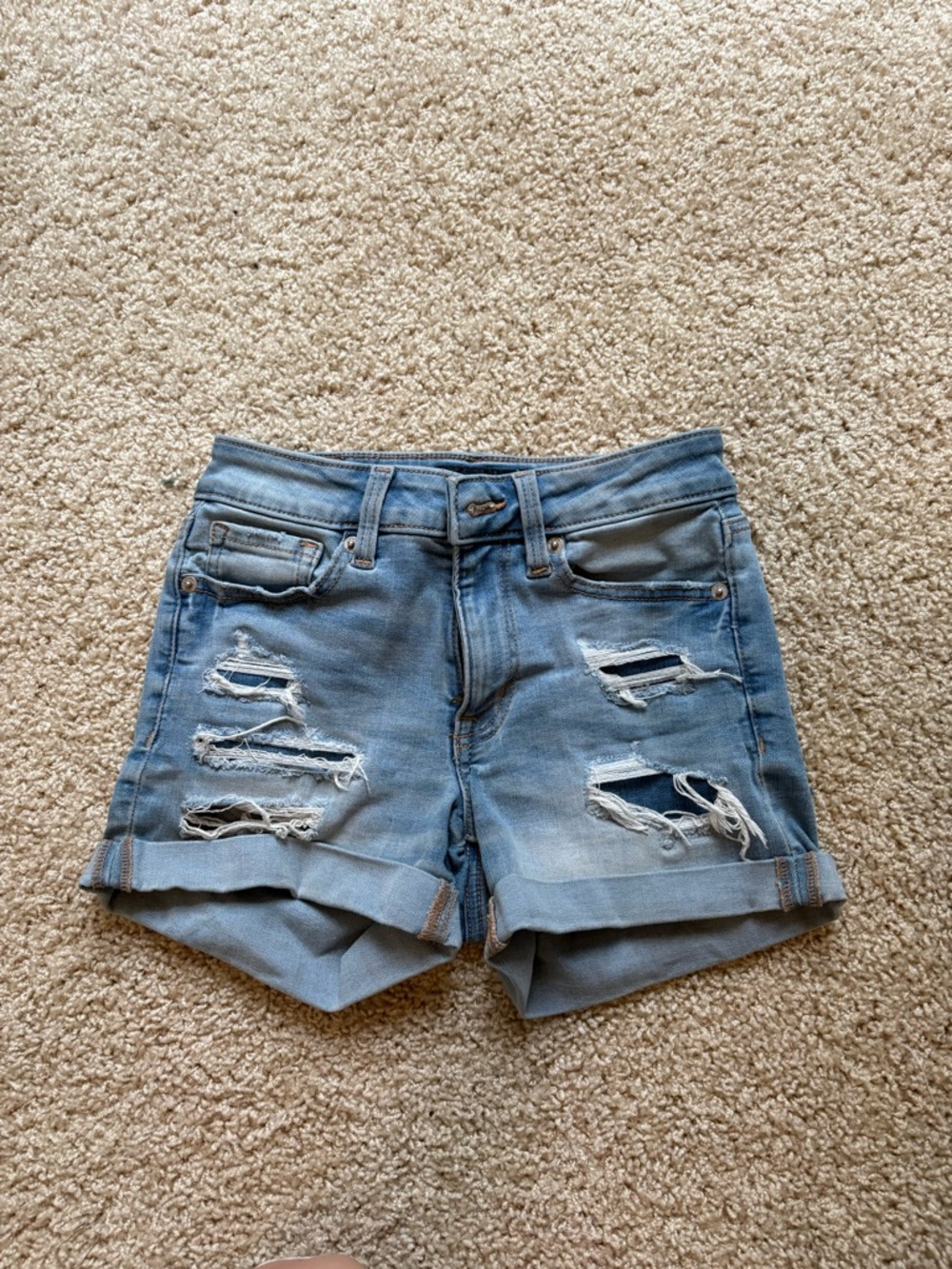 Aeropostale Light Blue Distressed Denim Jean Shorts